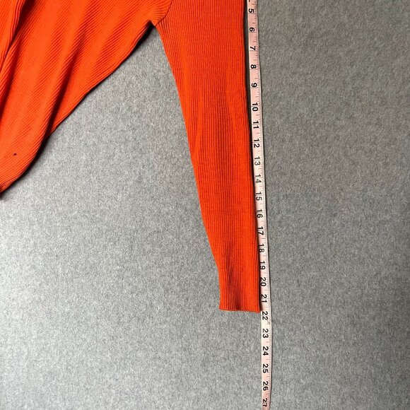 VTG 100% Wool Ribbed Johnny Collar Mock Neck Orange Hiking Base Layer w flaws - Picture 13 of 13